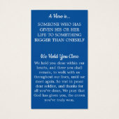 Carte de prière de soldat décédé militaire Drapeau (Dos)