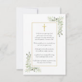 Carte de prière de souvenir de sympathie funéraire (Dos)