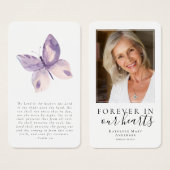 Carte de prière de souvenir photo papillon (Devant & derrière)