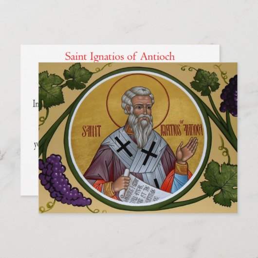 Carte de prière de St. Ignace d'Antioche (Devant / Derrière)