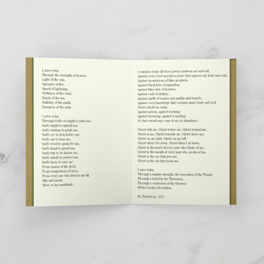 Carte de prière de St Patrick (Intérieur)