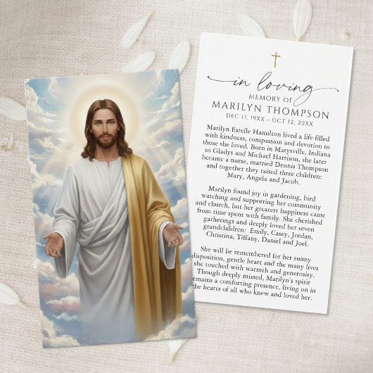 Carte de prière de sympathie en souvenir de Jésus