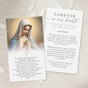 Carte de prière de sympathie photo de la Vierge Ma