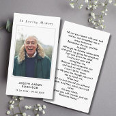 Carte de prière de sympathie simple pour photo de 