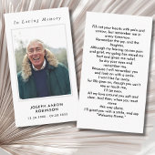 Carte de prière de sympathie simple pour photo de 