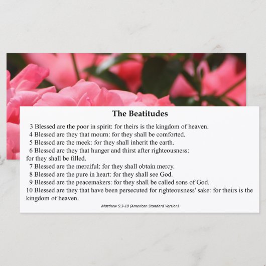 Carte de prière des Béatitudes (Devant / Derrière)