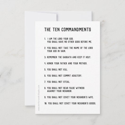 Carte de prière des dix commandements (Dos)