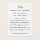 Carte de prière des Mariages floraux catholiques (Dos)