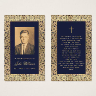 Carte de prière des Roses en or bleu Vintage de la