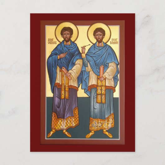 Carte de prière des saints Cosmas et Damian Icon (Devant)