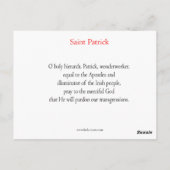 Carte de prière d'icône St. Patrick (Dos)