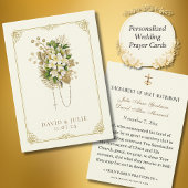 Carte de prière du Mariage d'ivoire et d'or Floral