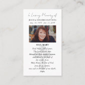 Carte de prière du Mémorial catholique (Dos)