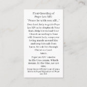 Carte de prière du Pape Leo XIV (Dos)
