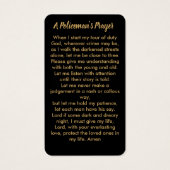 Carte de prière du policier Cadeaux de diplôme de  (Dos)