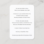 Carte de prière du Rosaire de la Sainte-Reine (Dos)