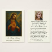 Carte de prière du Sacré-Coeur de Jésus (Devant & derrière)