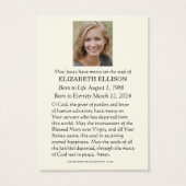 Carte de prière du Sacré-Coeur de Jésus (Dos)