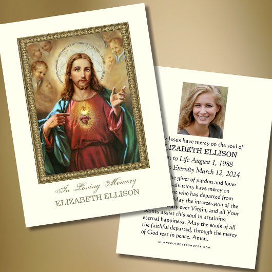 Carte de prière du Sacré-Coeur de Jésus