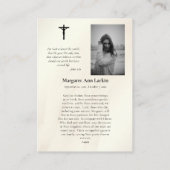 Carte de prière du Sacré-Coeur de Jésus (Dos)