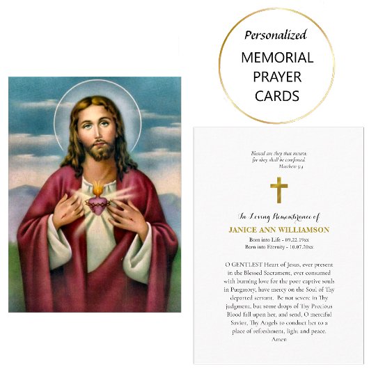 Carte de prière du Sacré-Coeur de Jésus-Christ