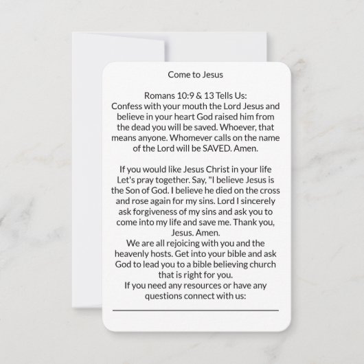 Carte de prière du salut de Jésus (Devant)