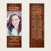 Carte de prière du Signet funéraire Rustique Wood (Devant & derrière)