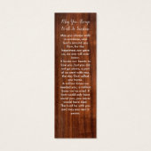 Carte de prière du Signet funéraire Rustique Wood (Dos)