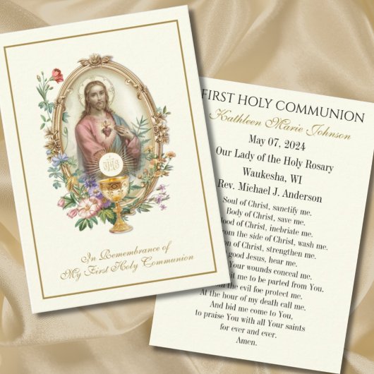 Carte de prière du souvenir pour la première saint