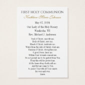 Carte de prière du souvenir pour la première saint (Dos)