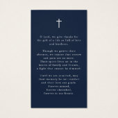 Carte de prière élégante avec croix pour condoléan (Dos)
