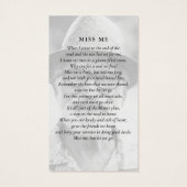 Carte de prière en mémoire d'amour noir et blanc 2 (Dos)