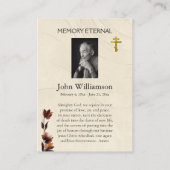 Carte de prière éternelle de la mémoire chrétienne (Dos)