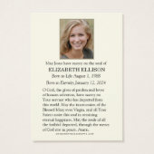 Carte de prière Eucharistie du Mémorial catholique (Dos)