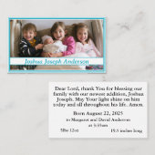 Carte de prière faire-part de naissance (Devant / Derrière)