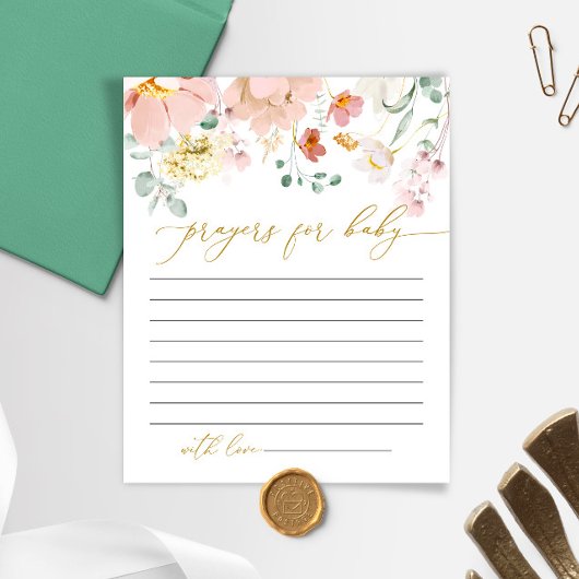 Carte de prière Fleur sauvage rose et rouge