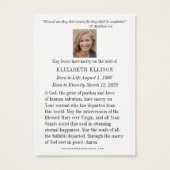 Carte de prière Floral Gold Celtic Cross (Dos)