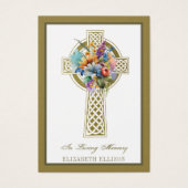 Carte de prière Floral Gold Celtic Cross (Devant)