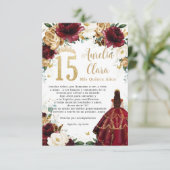 Carte de prière Floral Quinceañera d'ivoire d'or d (Debout devant)