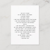 Carte de prière florale bleue photo blanche (Dos)