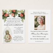 Carte de prière florale du Mémorial catholique Jés (Devant & derrière)