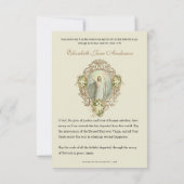 Carte de prière florale du Mémorial des funéraille (Dos)