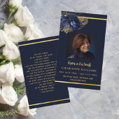 Carte de prière florale en or bleu