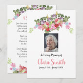 Carte de prière florale funéraire (Devant / Derrière)