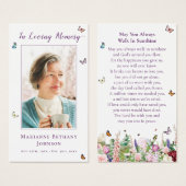 Carte de prière Florale Papillon moderne (Devant & derrière)