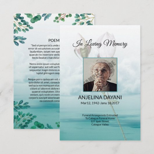 Carte de prière funéraire (Devant / Derrière)