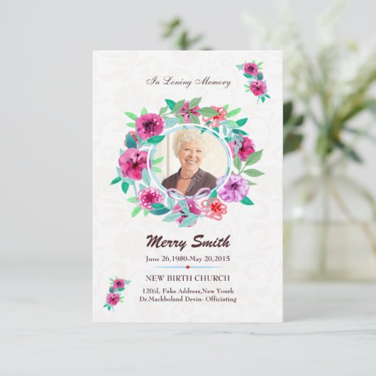 Carte de prière funéraire (Debout devant)