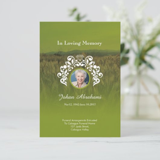 Carte de prière funéraire (Debout devant)