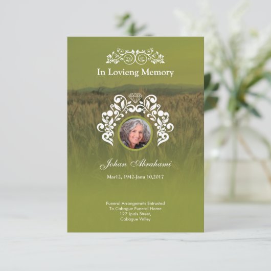 Carte de prière funéraire (Debout devant)