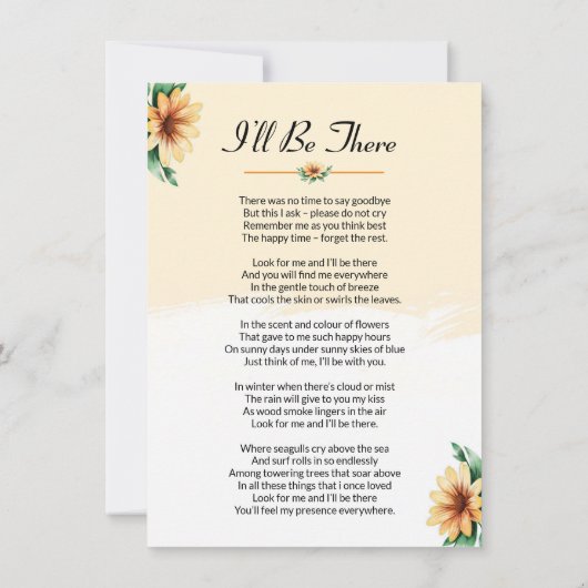 Carte de prière funéraire (Dos)